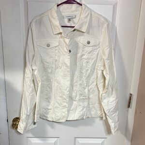 Croft & Barrow Cream Jean Jacket for Women